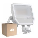 Mehrfachpackung 4x Ledvance Led-Scheinwerfer Aluminium Weiß 41W 6000lm 100D - 840 Kaltweiß | IP65 - Bewegungs- Und Lichtsensor - Symmetrisch