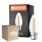 Mehrfachpackung 10x Ledvance Classic Performance LED Glühbirne B22d Kerze Fadenlampe Klar 4W 470lm - 827 Extra Warmweiß | Ersatz für 40W