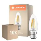 Mehrfachpackung 10x Ledvance Classic LED B22 Kerze Fadenlampe Klar 3.4W 470lm - 827 Extra Warmweiß | Ersatz Für 40W